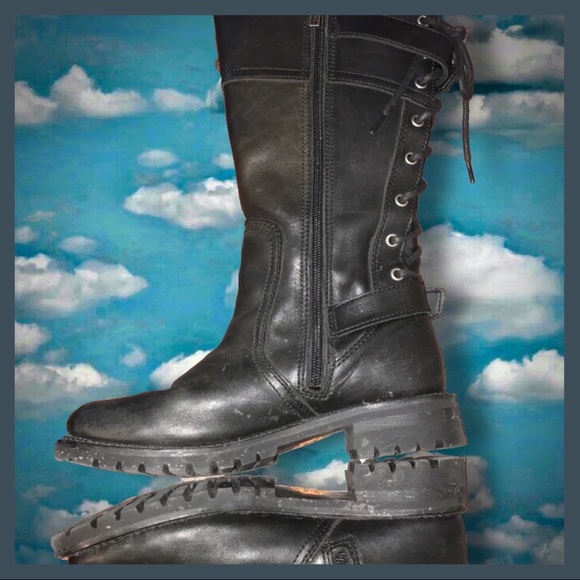 Harley-Davidson Shoes - Harley-Davidson Alexa Back Lace Black Leather Motorcycle Boots, size 10/10-5